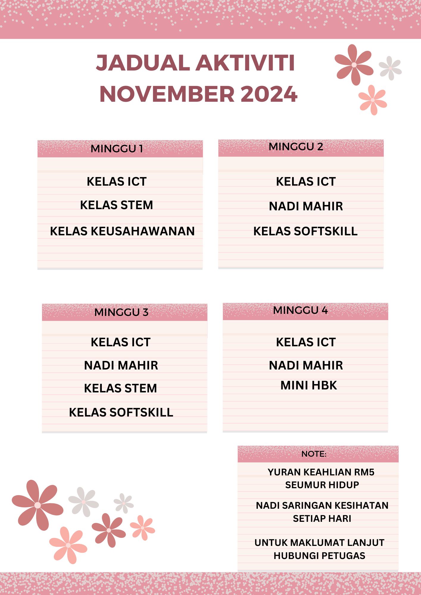 Jadual Aktiviti November 2024