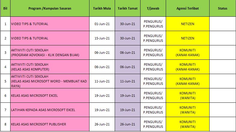 Jadual Jun 2021